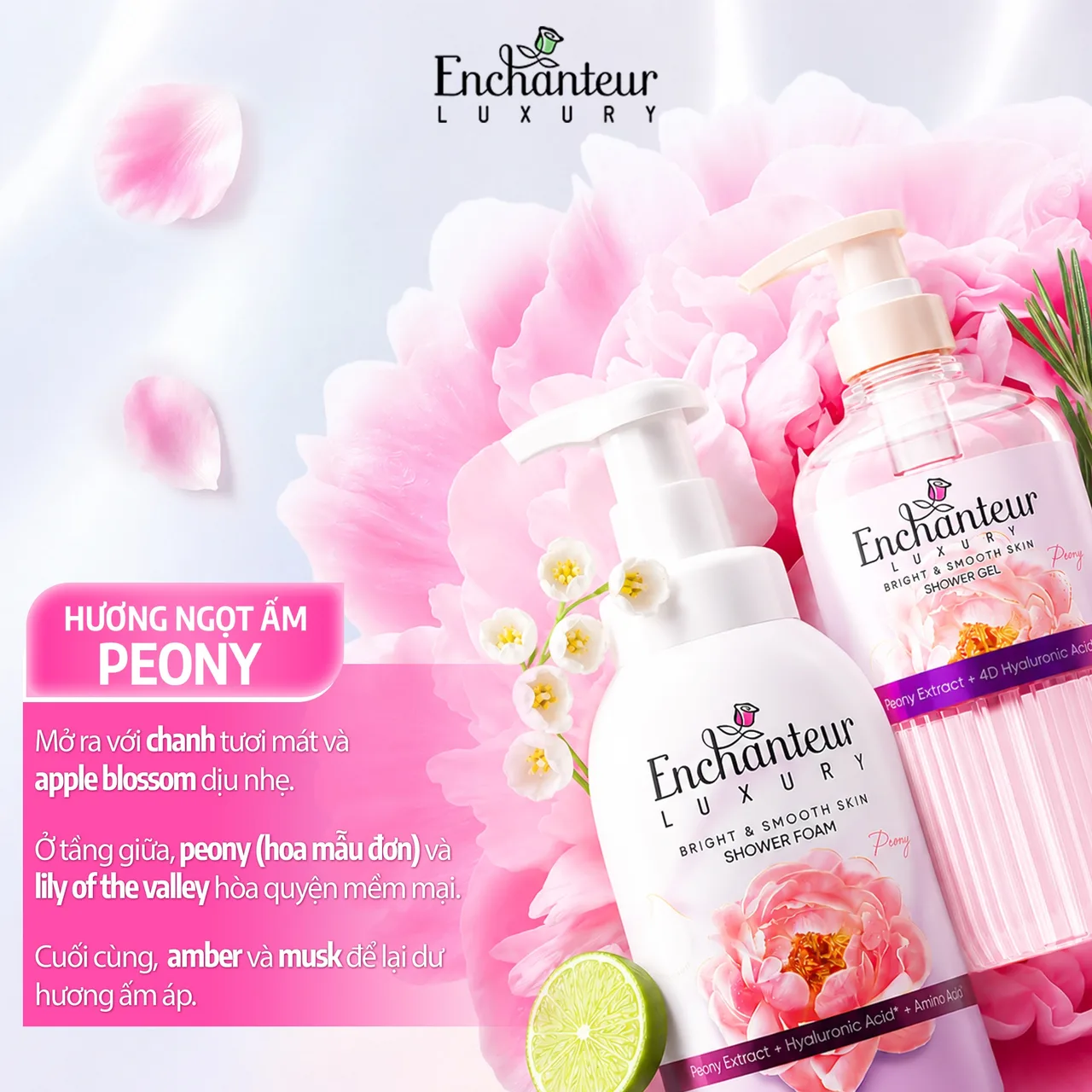 Enchanteur luxury dòng Peony với hương thơm nữ tính, duyên dáng. (Ảnh: Enchanteur)