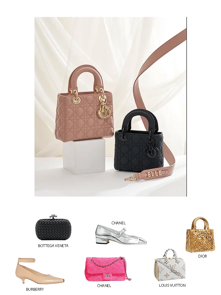 túi xách 4 túi xách Lady Dior màu hồng và đen