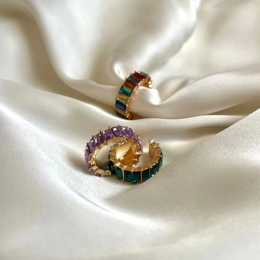 hoa tai ear cuff đính đá nhiều màu