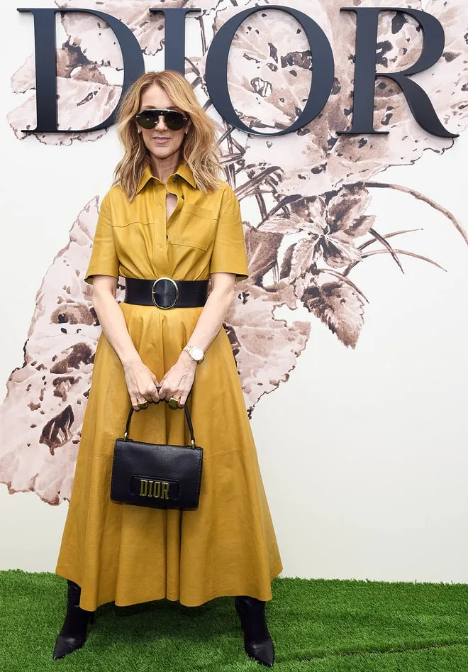 Diva Celine Dion nổi bật với bộ váy vàng cùng thắt lưng to bản