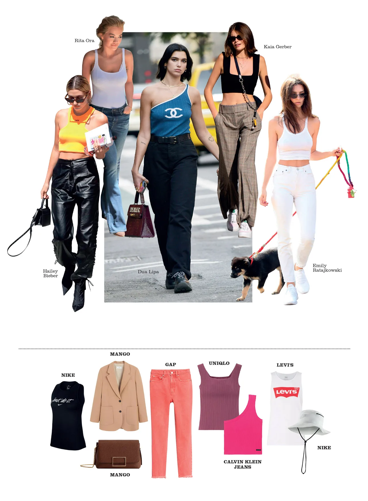 trang phục áo thun lửng fashionista thế giới mặc đồ mùa hè áo tank top lửng