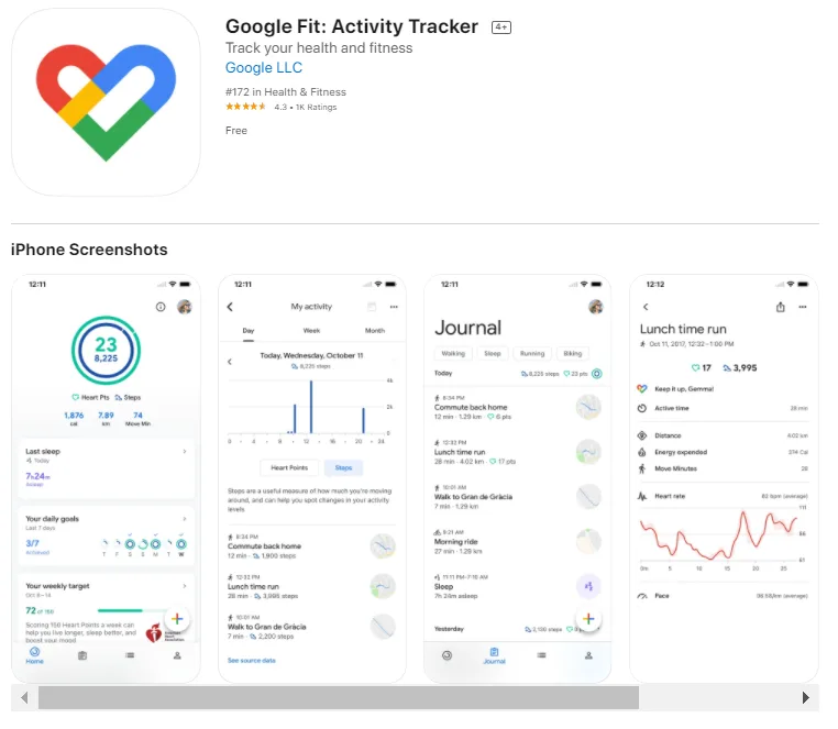 Ứng dụng Google Fit . Ứng dụng Google Fit .