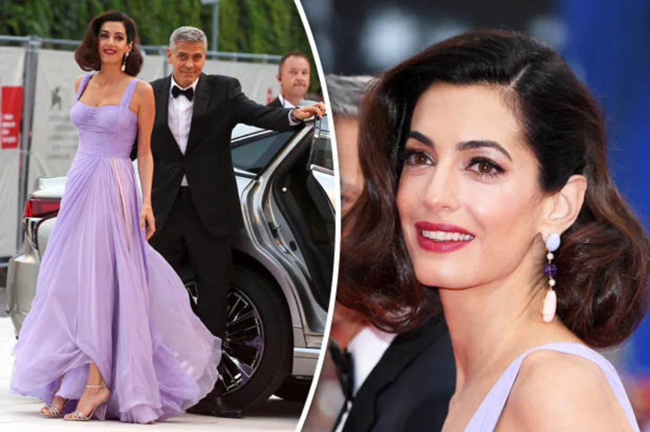 Ảnh: Amal và George Clooney tại Golden Globes 2015. cách trang điểm Amal Venice
