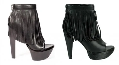 Giày boots của Alexander Wang bên trái vs đồ nhái bên phải của Forever 21