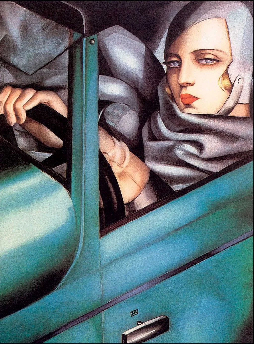 nữ họa sĩ 6 Tác phẩm "Self Portrait In A Green Bugatti" (1929) của Tamara de Lempicka.