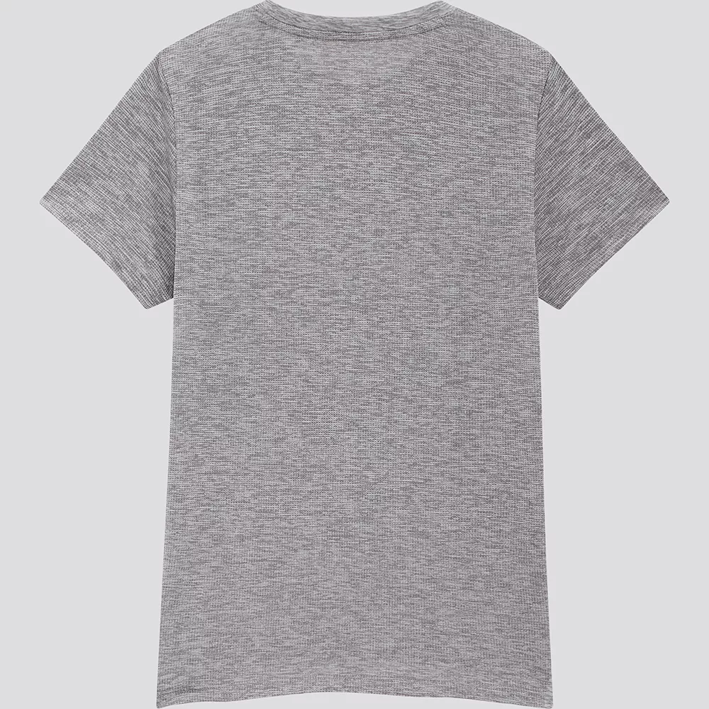 áo thun nữ dry ex uniqlo cổ tròn tay ngắn màu xám