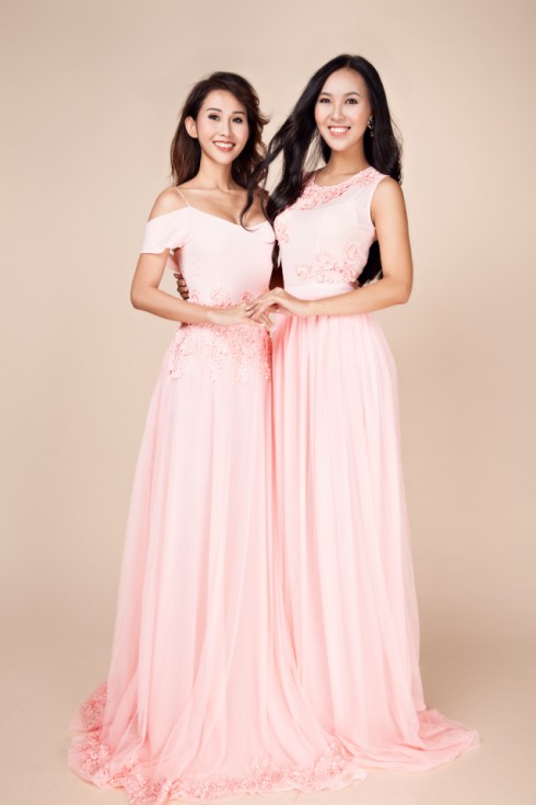 váy dạ hội màu hồng nhạt 1