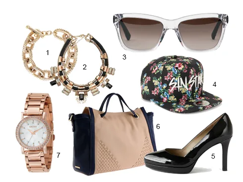 1.Karen Millen - 2.Accessorize - 3.Furla - 4.Topshop - 5.Ecco - 6.Pedro - 7.DKNY