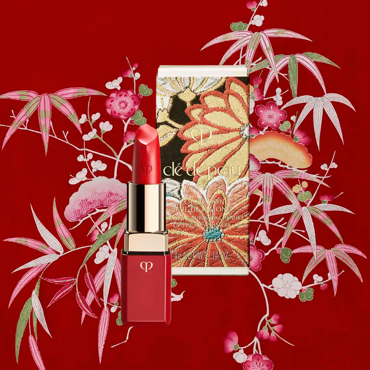 Clé de Peau Beauté giấc mơ kimono son đỏ cle de peau vỏ hộp thêu