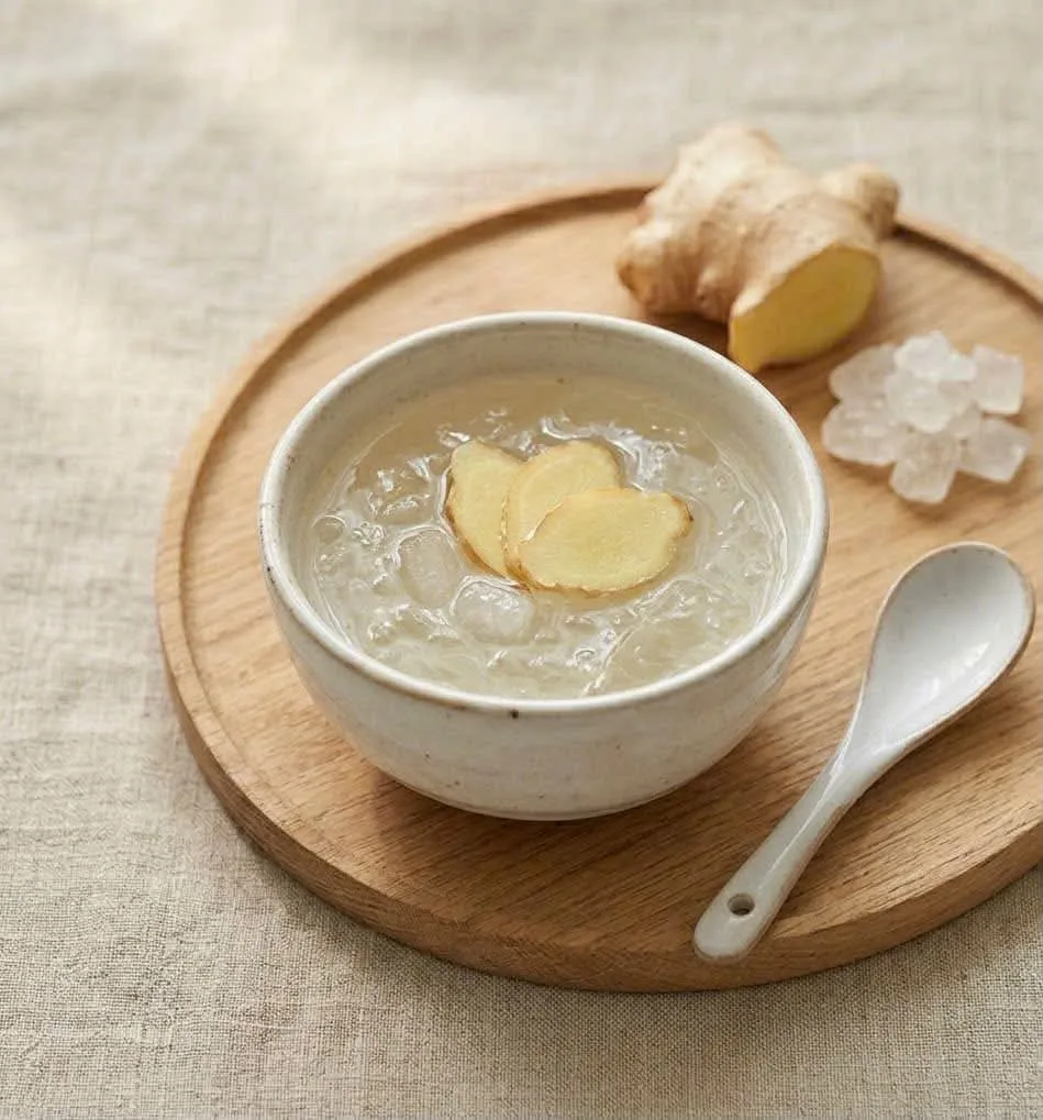 chén yến chưng đường phèn và gừng