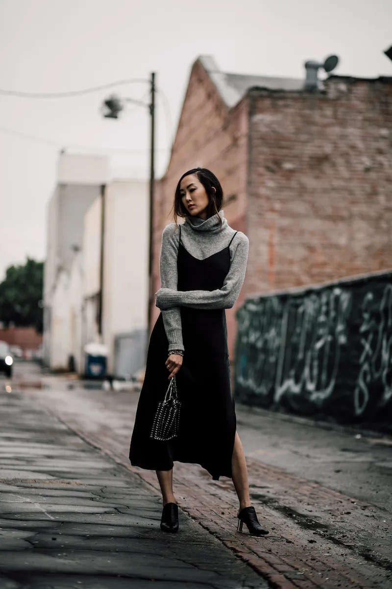 phối đồ với Áo cổ lọ và váy slip dress 3