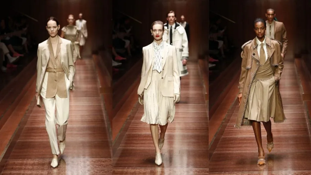 Nhà mốt Burberry đã kết hợp những item đậm chất Preppy như áo blazer, áo sơ mi cổ cao phối cùng giày bệt trong gam màu nhã nhặn tạo nên vẻ đẹp thanh lịch, hiện đại.