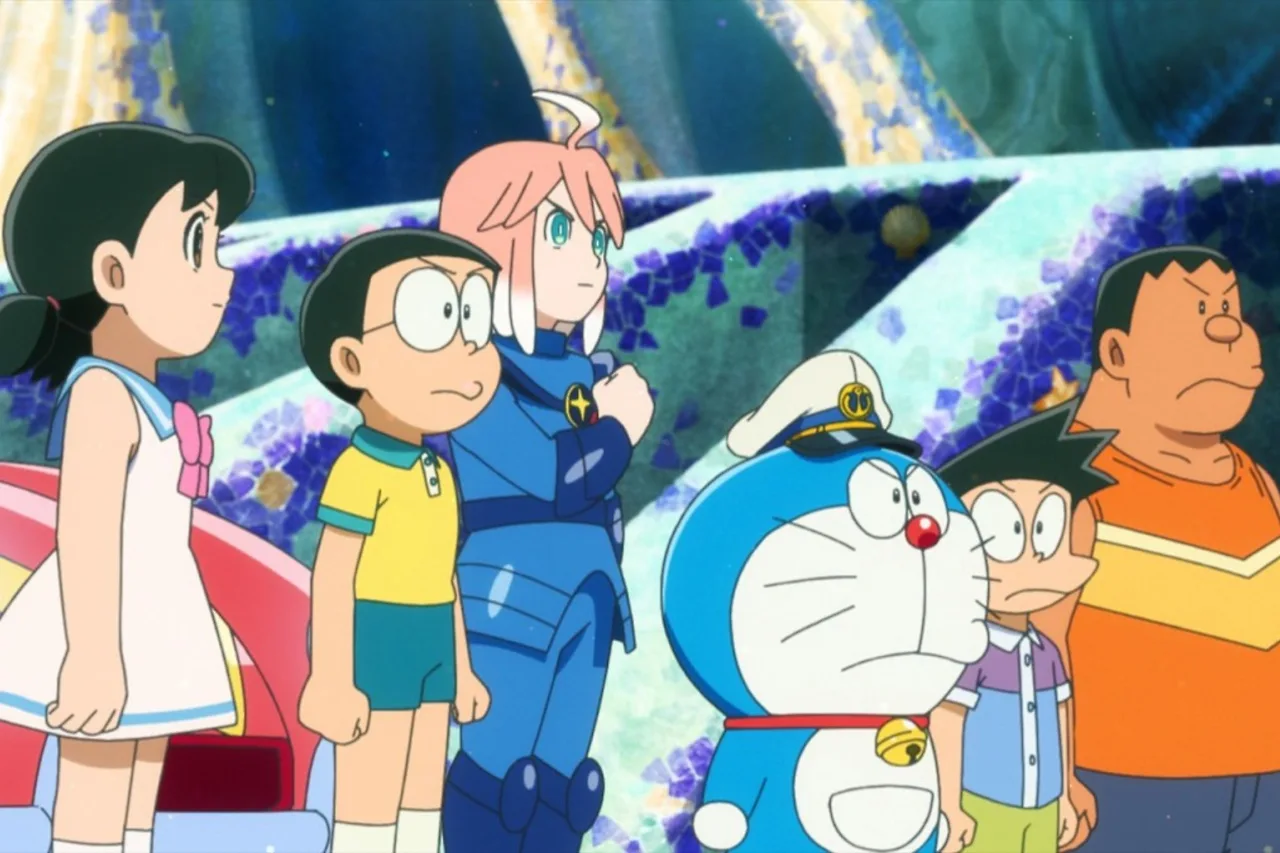 Doraemon và nhóm bạn chấp nhận ở lại giúp Liên bang Mu đối đầu Poseidon