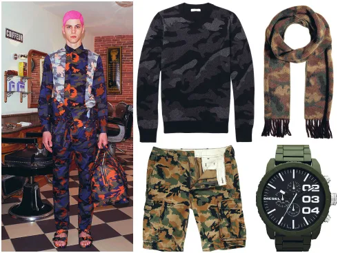 Áo len Valentino, quần lửng Levi's, khăn quàng Ralph Lauren, đồng hồ Diesel.