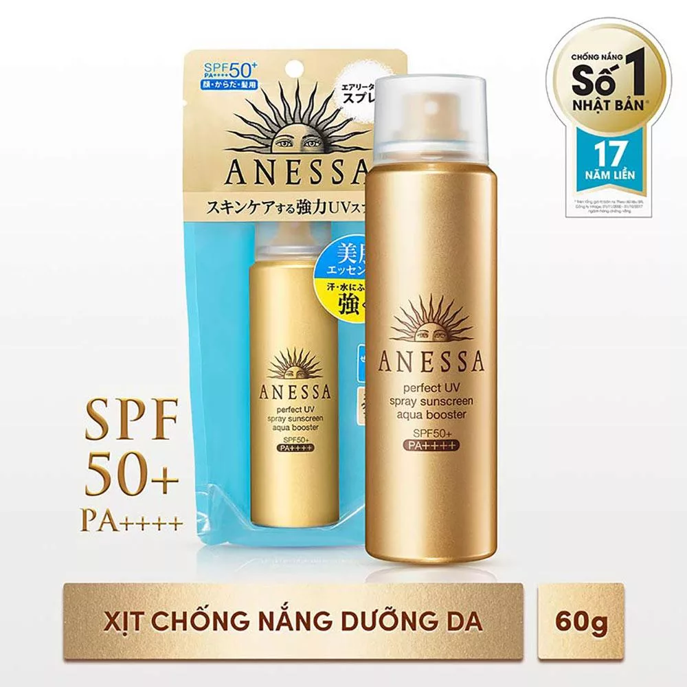 Xịt chống nắng Anessa Aqua Booster UV SPF50+ PA++++. Xịt chống nắng Anessa Aqua Booster UV SPF50+ PA++++.