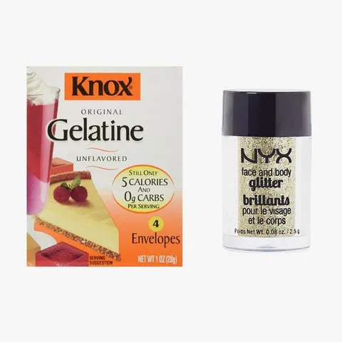 31. Knox gelatine 2. NYX Face and Body Glitter