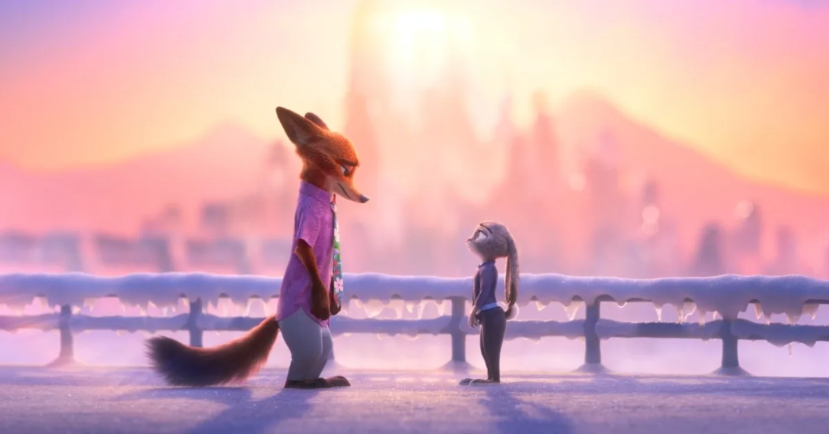 khung hình siêu đẹp ở thành phố Zootopia mộng mơ của cặp đôi Thỏ - Cáo