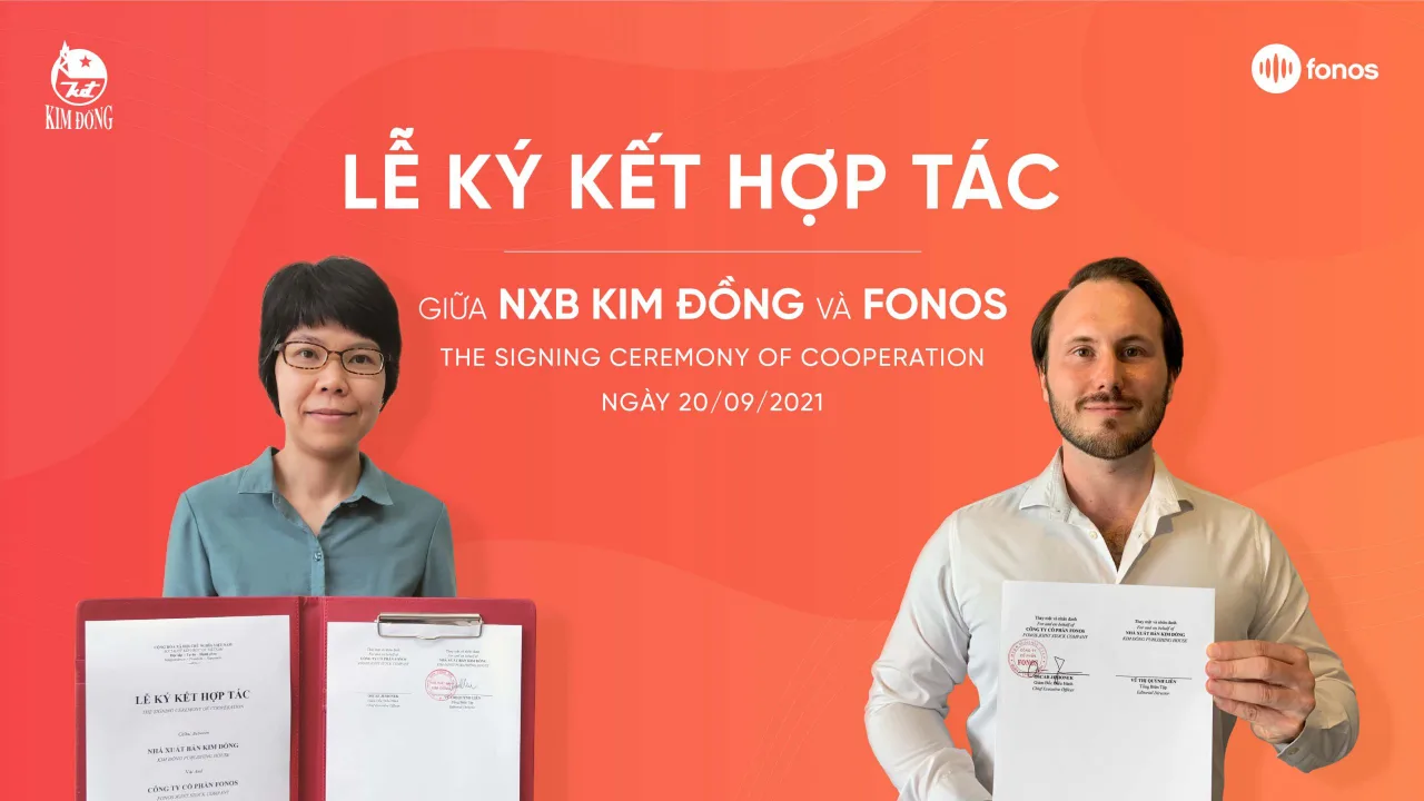 nxb kim đồng và ứng dụng sách nói fonos ký kết hợp tác
