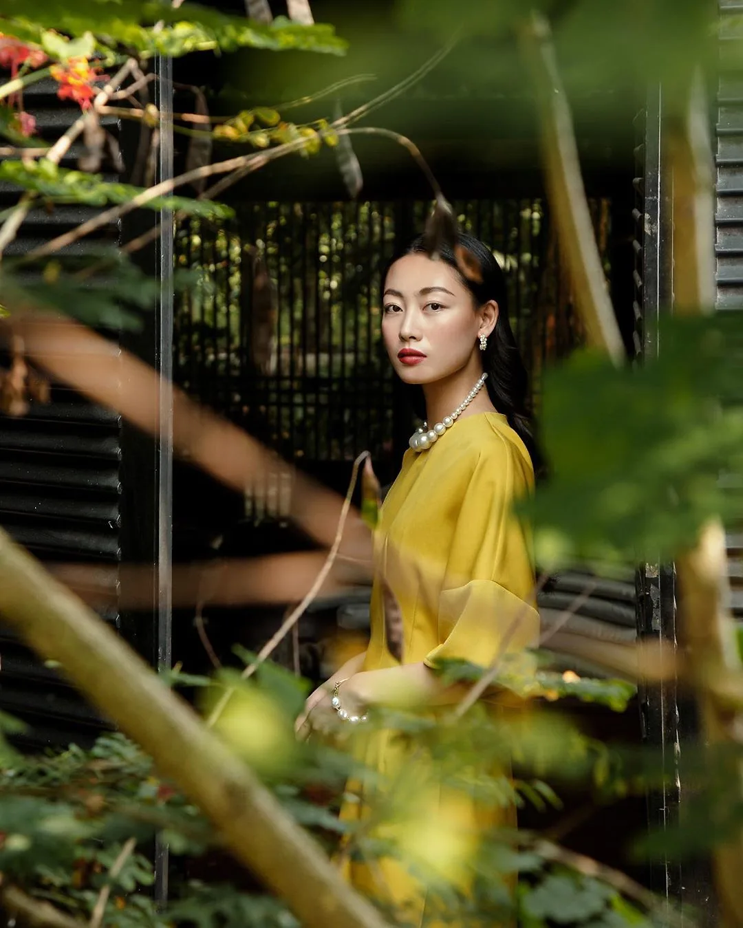 hụ kiện ngọc trai mặc áo dài Tết 2