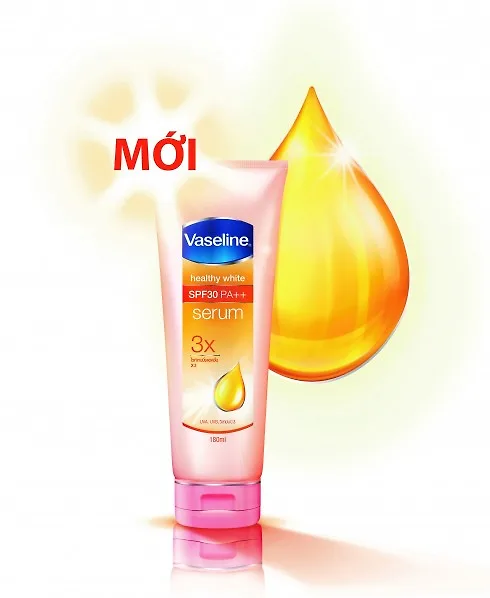 Tinh chất dưỡng thể Vaseline Serum SPF 30 PA++ mới, giúp dưỡng trắng và chống nắng gấp 30 lần.