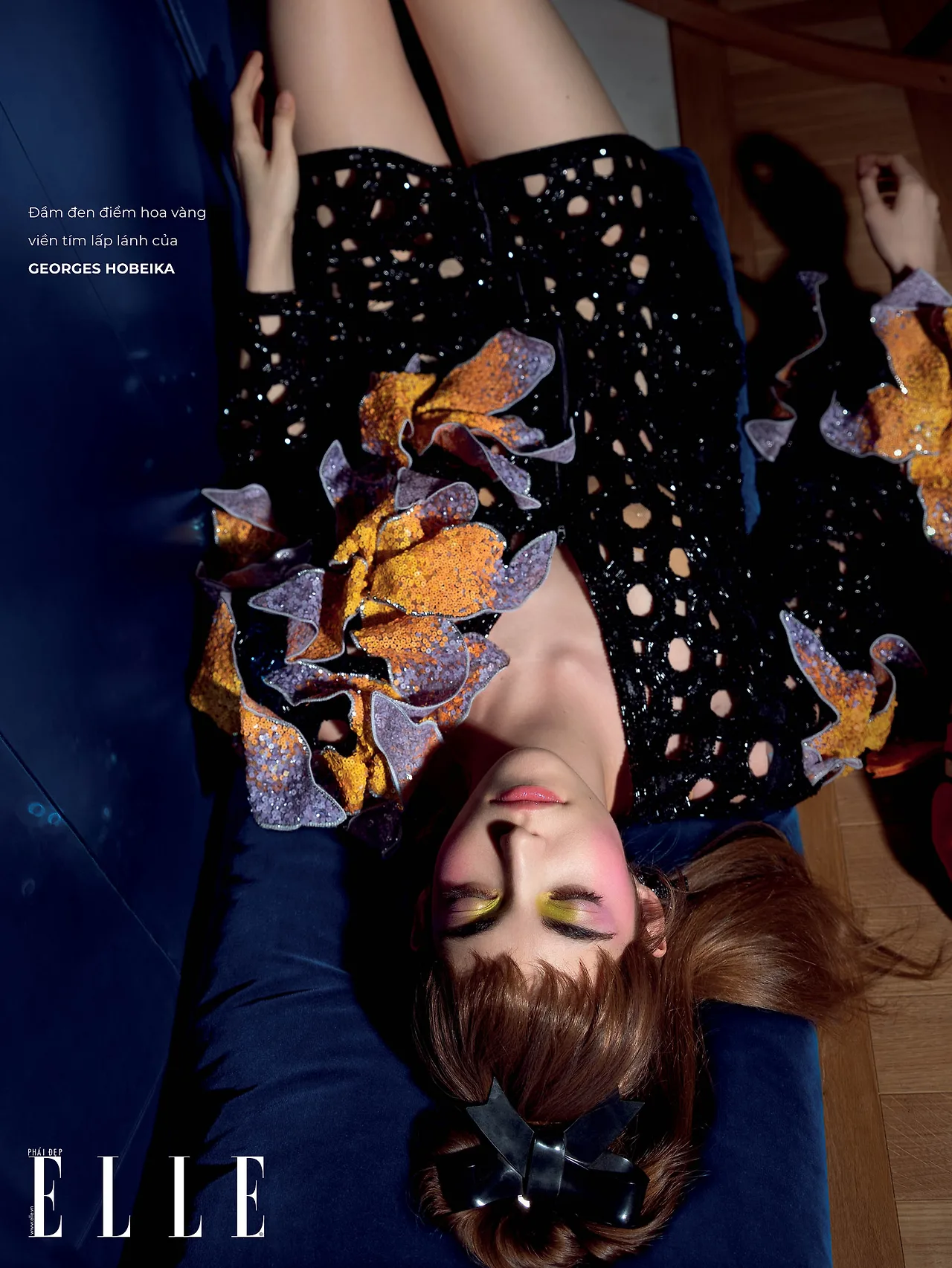 haute couture đầm đen điểm hoa vàng haute couture đầm đen điểm hoa vàng