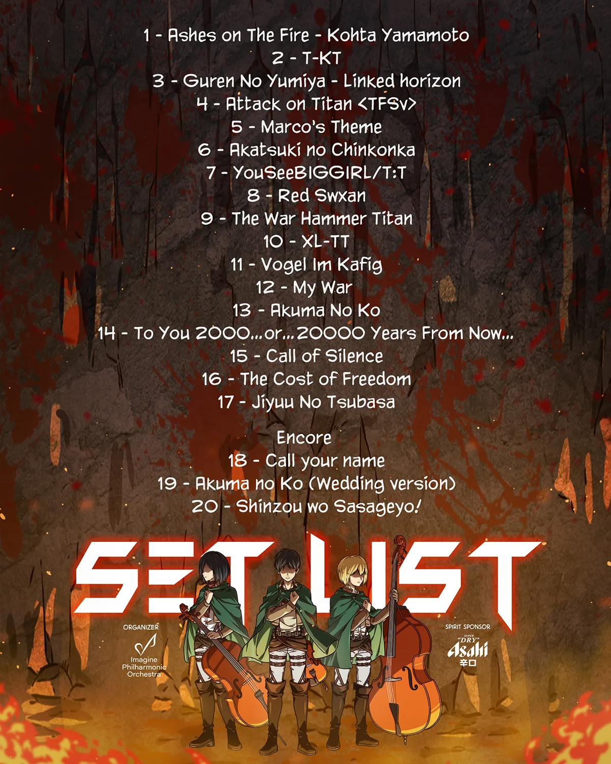 set list hòa nhạc attack on titan