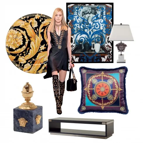Vàng, trắng, đen là những tông màu chủ đạo trong các BST của Versace Home.