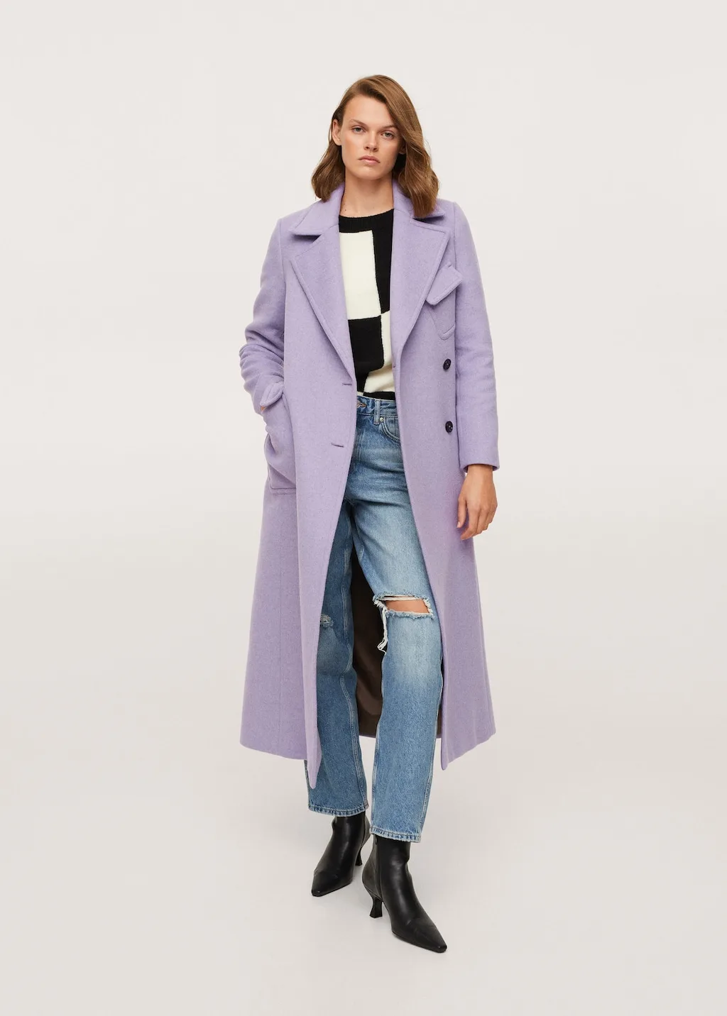 mango wool coat lilac
