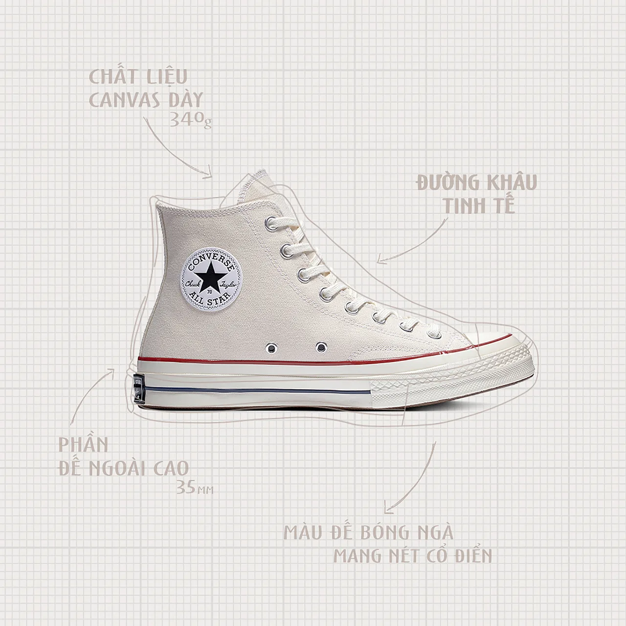 converse chuck 70 parchment chi tiết sản phẩm