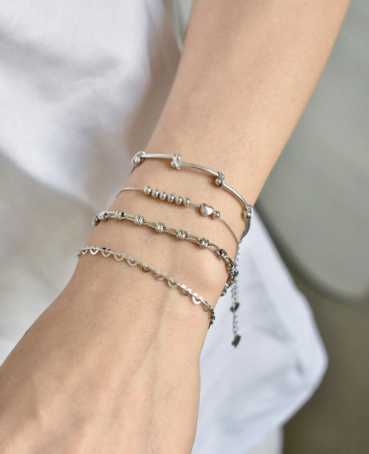 set 4 vòng tay bạc nepherteti