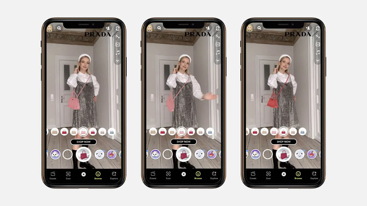 Snapchat; Prada; thời trang kỹ thuật số