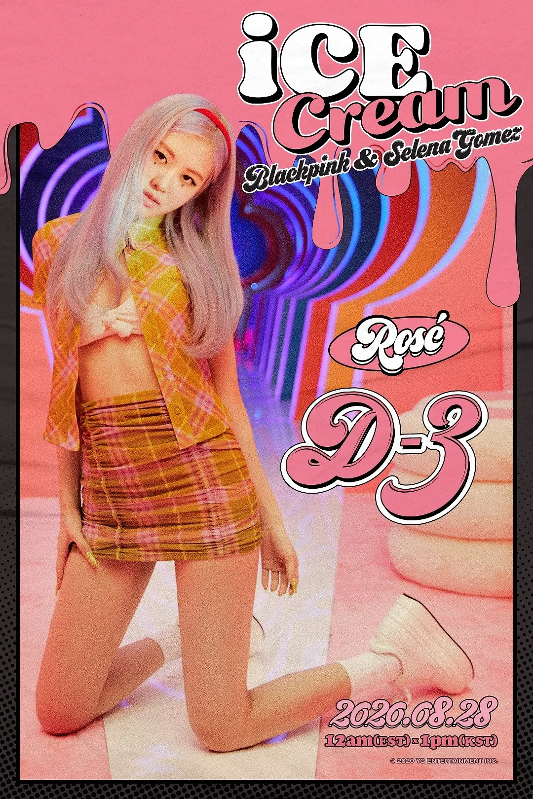 Rose blackpink mặc trang phục kẻ ô trong mv ice cream