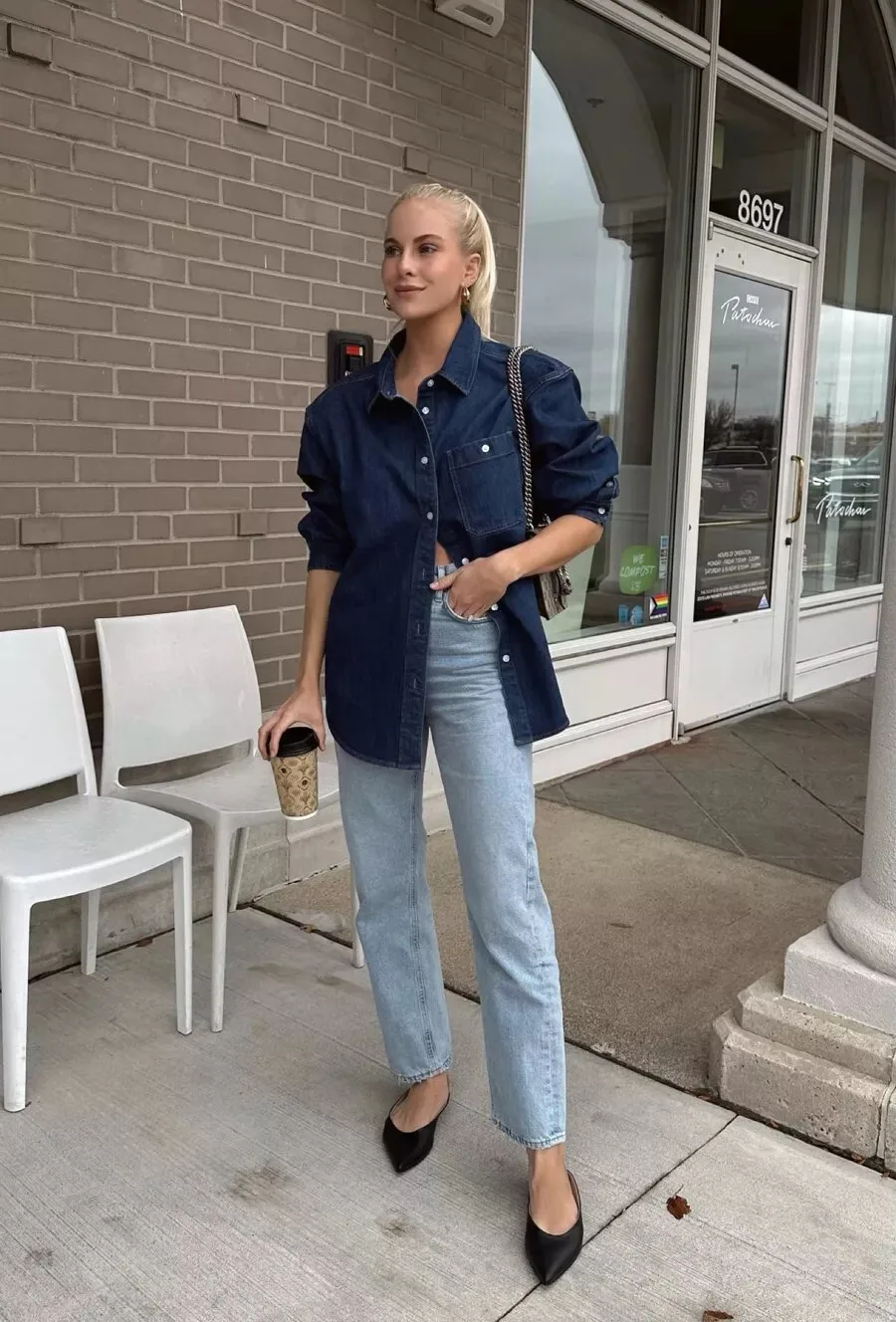 Ballet flats phối jeans xanh kathleen.post giày búp bê