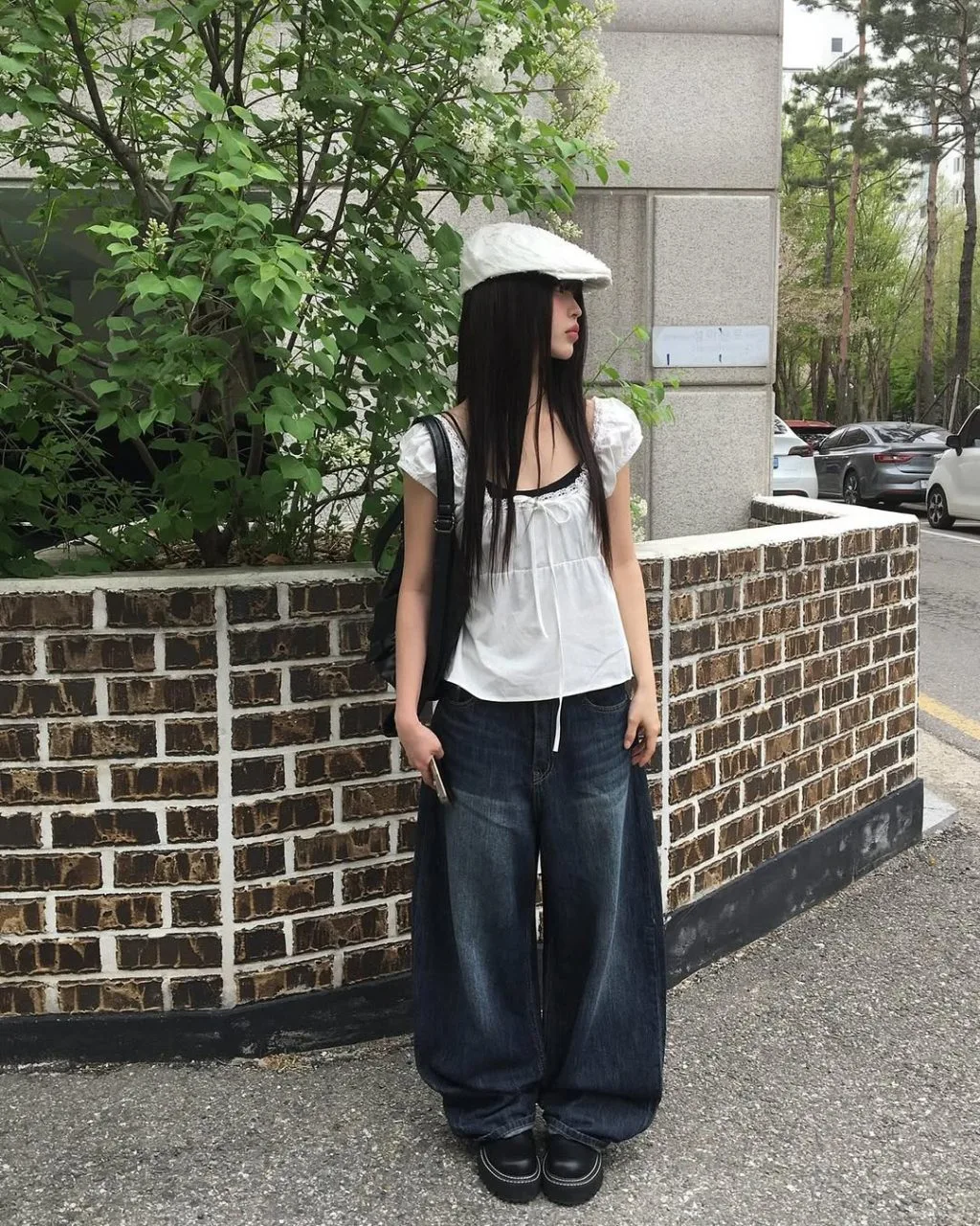 Set layer với vải linen và cotton phong cách Mori Kei.