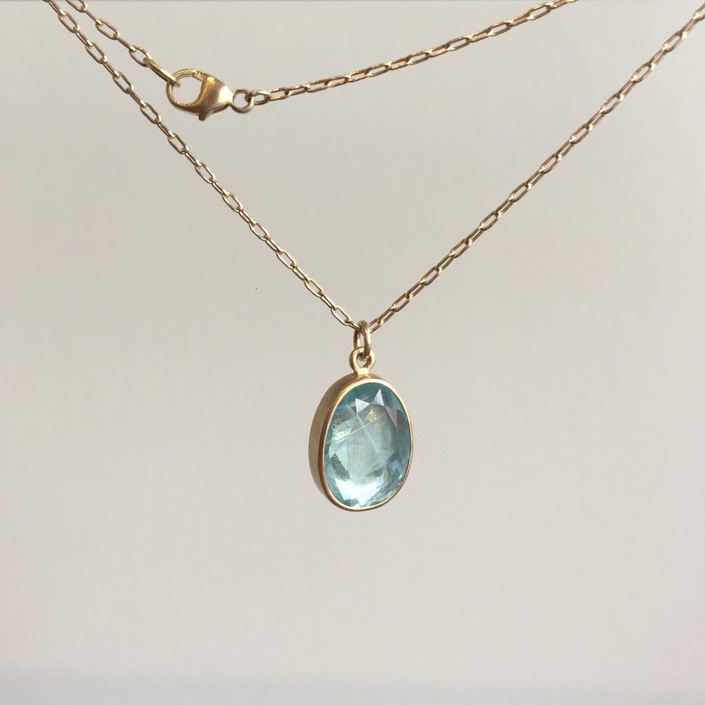dây chuyền đá bán quý aquamarine