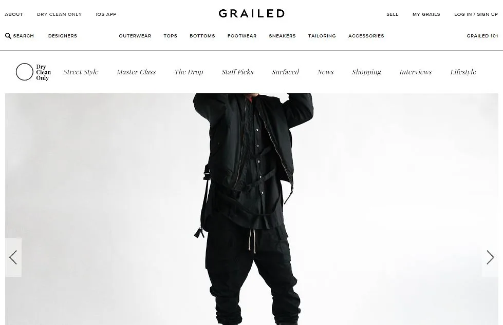 Trang website Grailed.