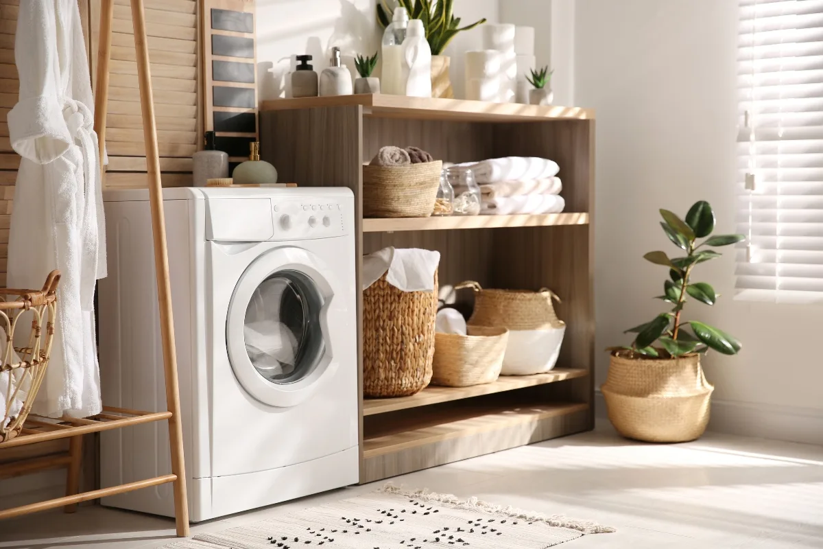 Máy giặt sấy đặt được bố trí gọn gàng trong nhà ở