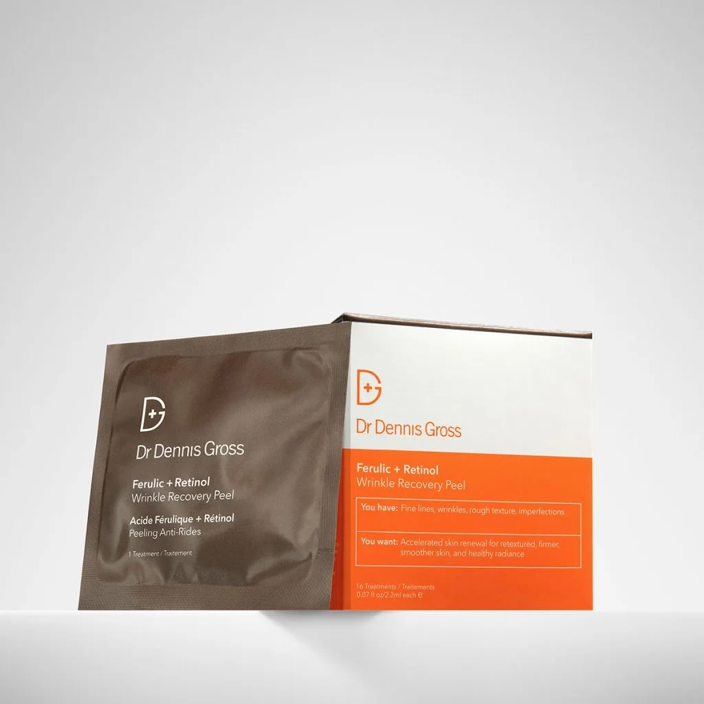 Sản phẩm peel da Dr. Dennis Gross Ferulic + Retinol Wrinkle Recovery Peel Sản phẩm peel da Dr. Dennis Gross Ferulic + Retinol Wrinkle Recovery Peel