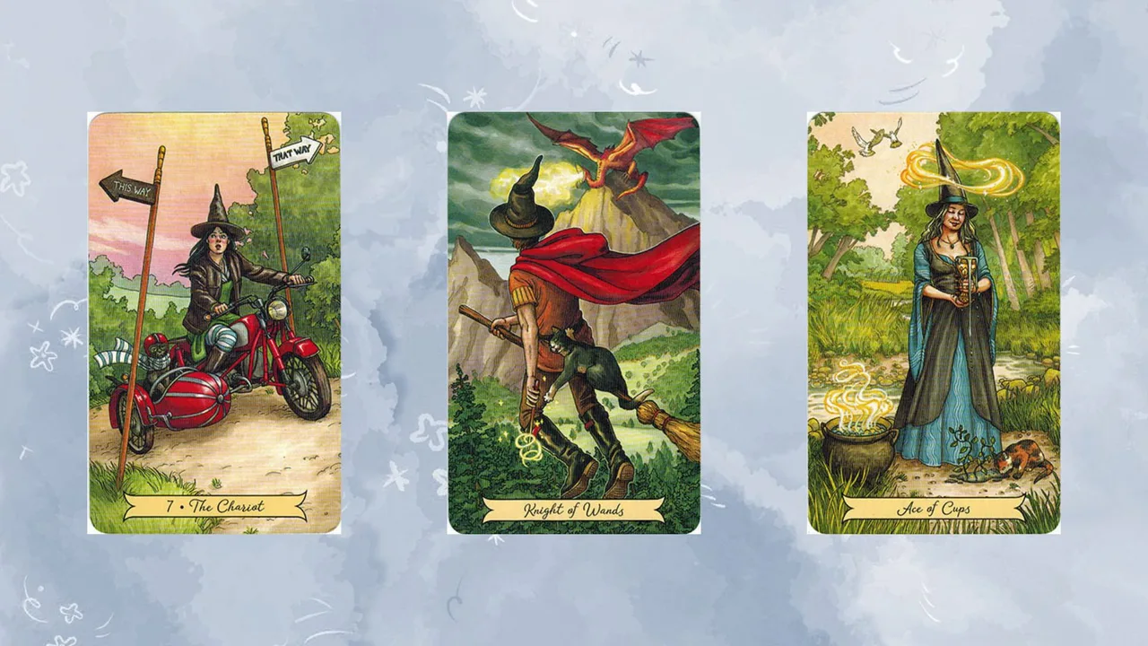 tarot tụ 1 the chariot - knight of wands - ace of cups