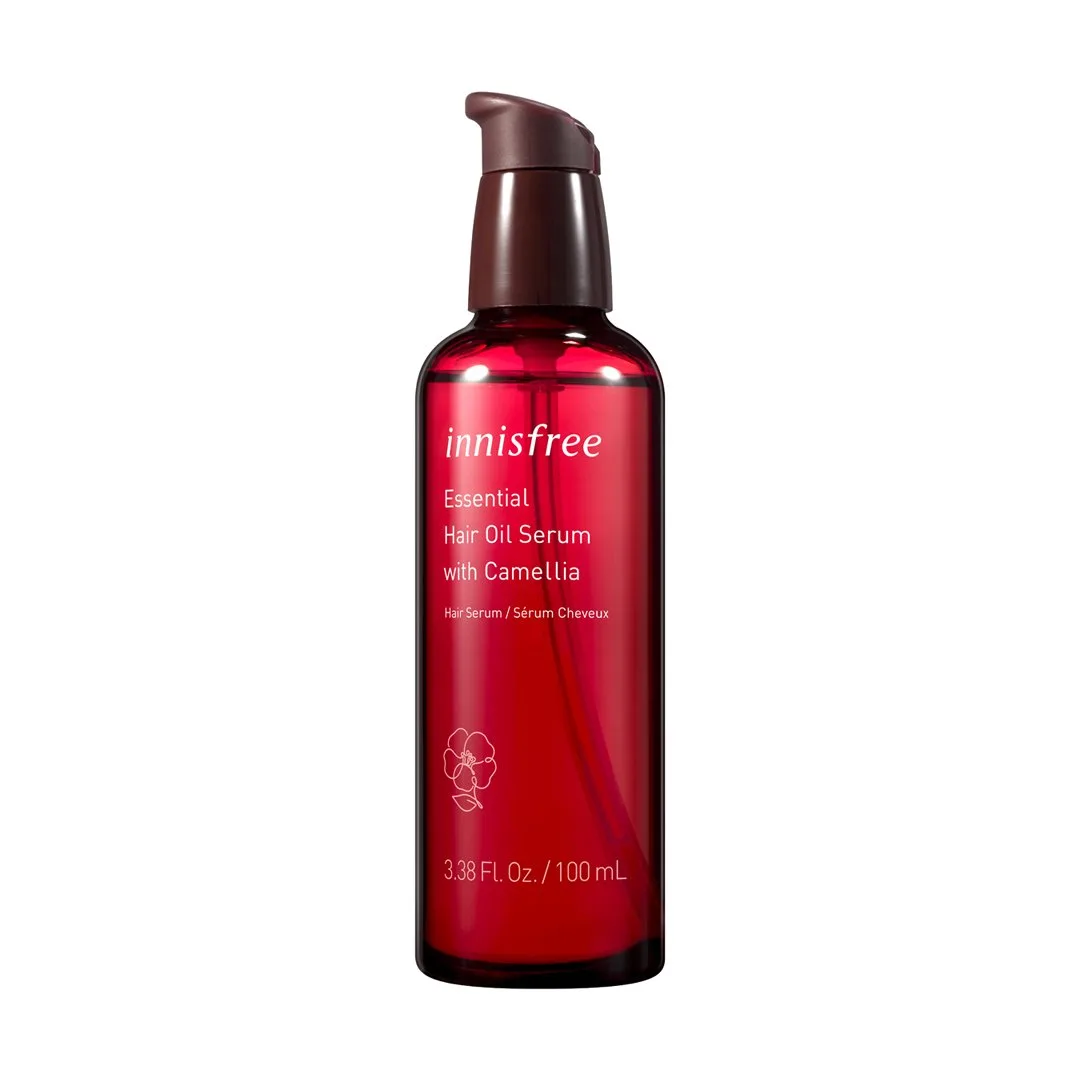 tạo kiểu tóc với Dưỡng tóc Innisfree Camellia Essential Hair Oil Serum.