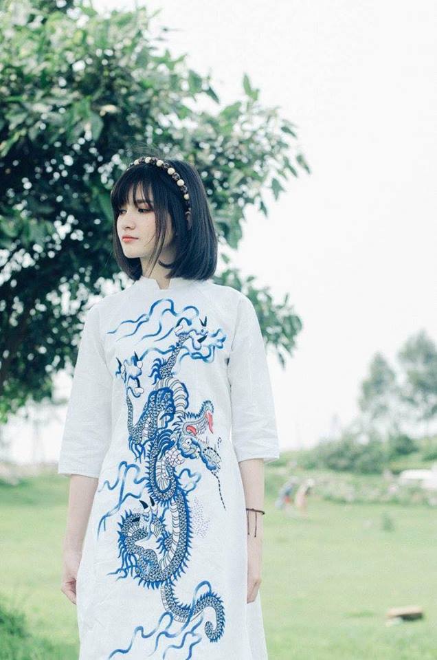 Mẫu áo dài cưới đẹp - áo dài tay lửng - elle vn