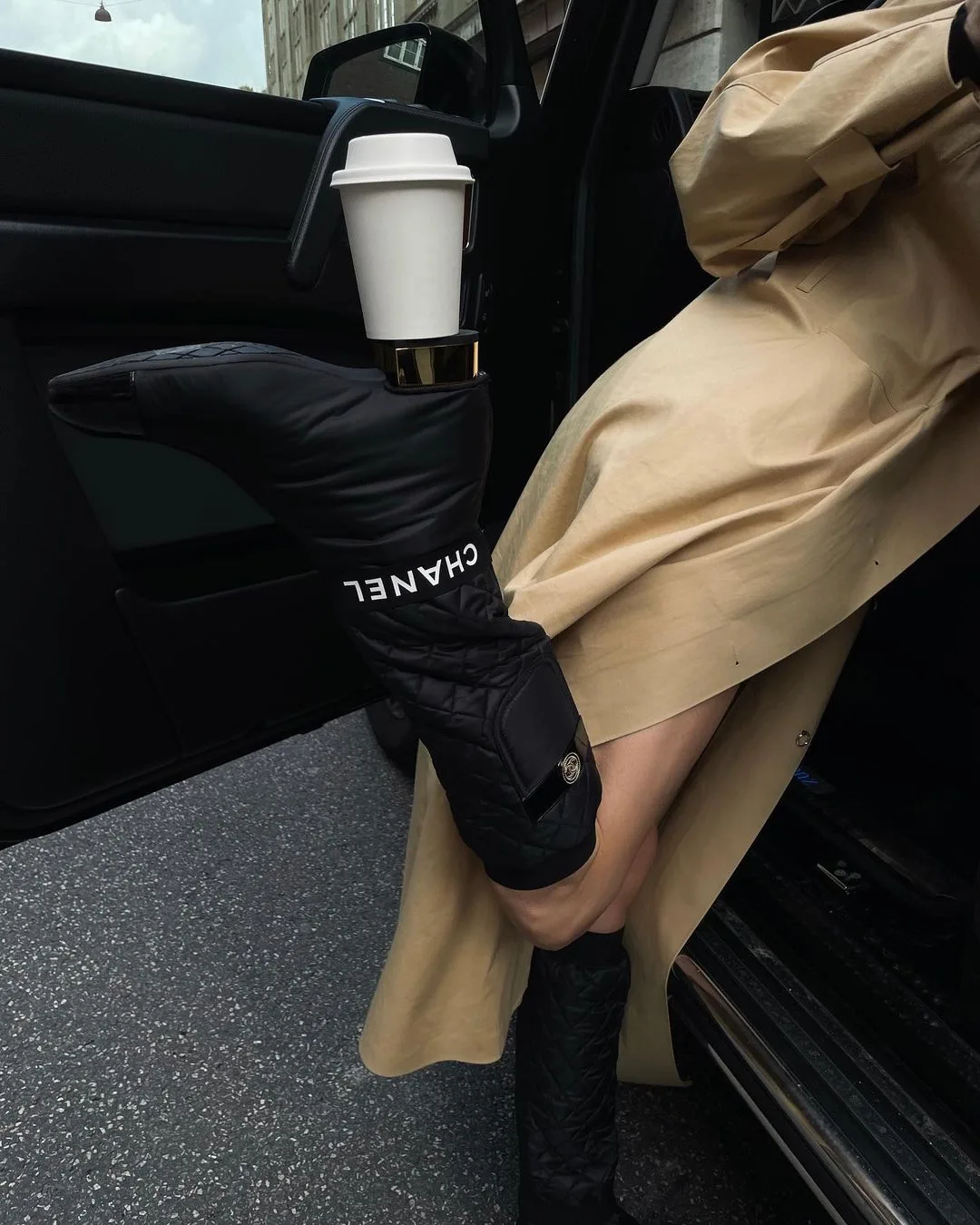 boots cao đen chần bông
