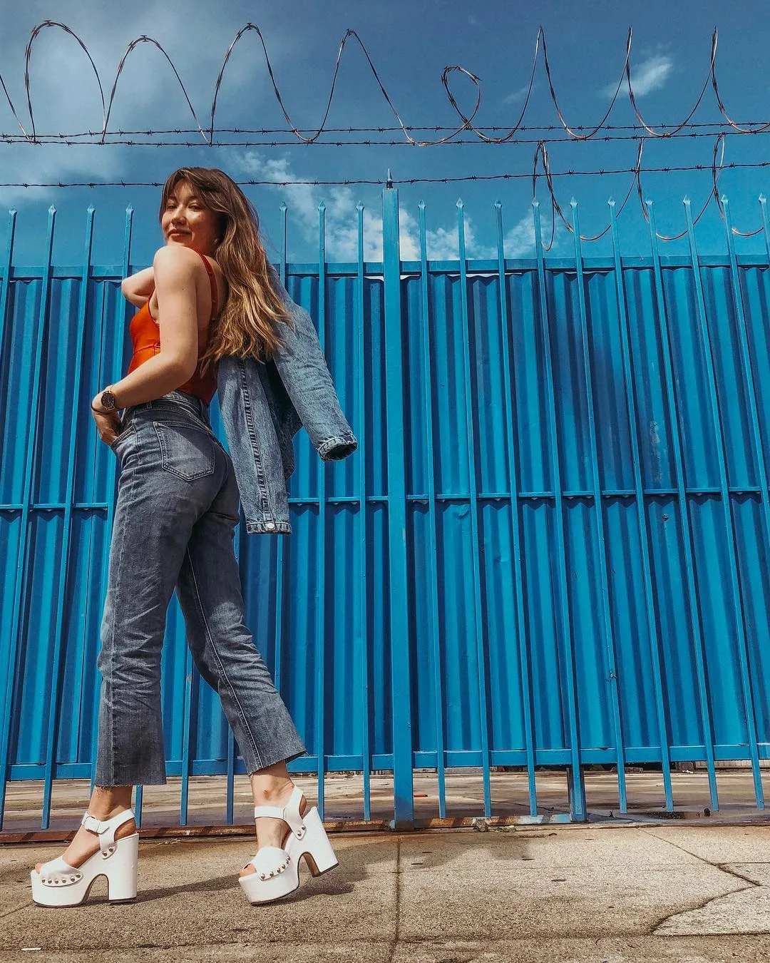 phong cách thời trang retro áo khoác denim