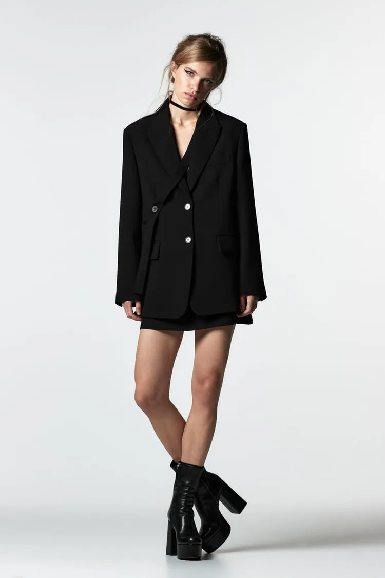 strap detail oversized blazer