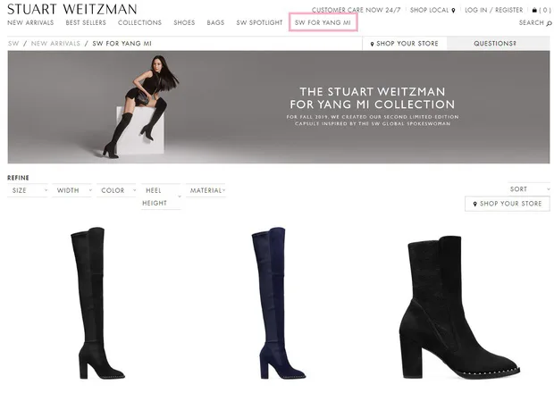 tin thời trang Dương mịch trên trang Website Stuart Weitzman