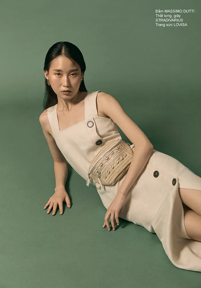 chất liệu linen 8 đầm linen và túi đeo hông