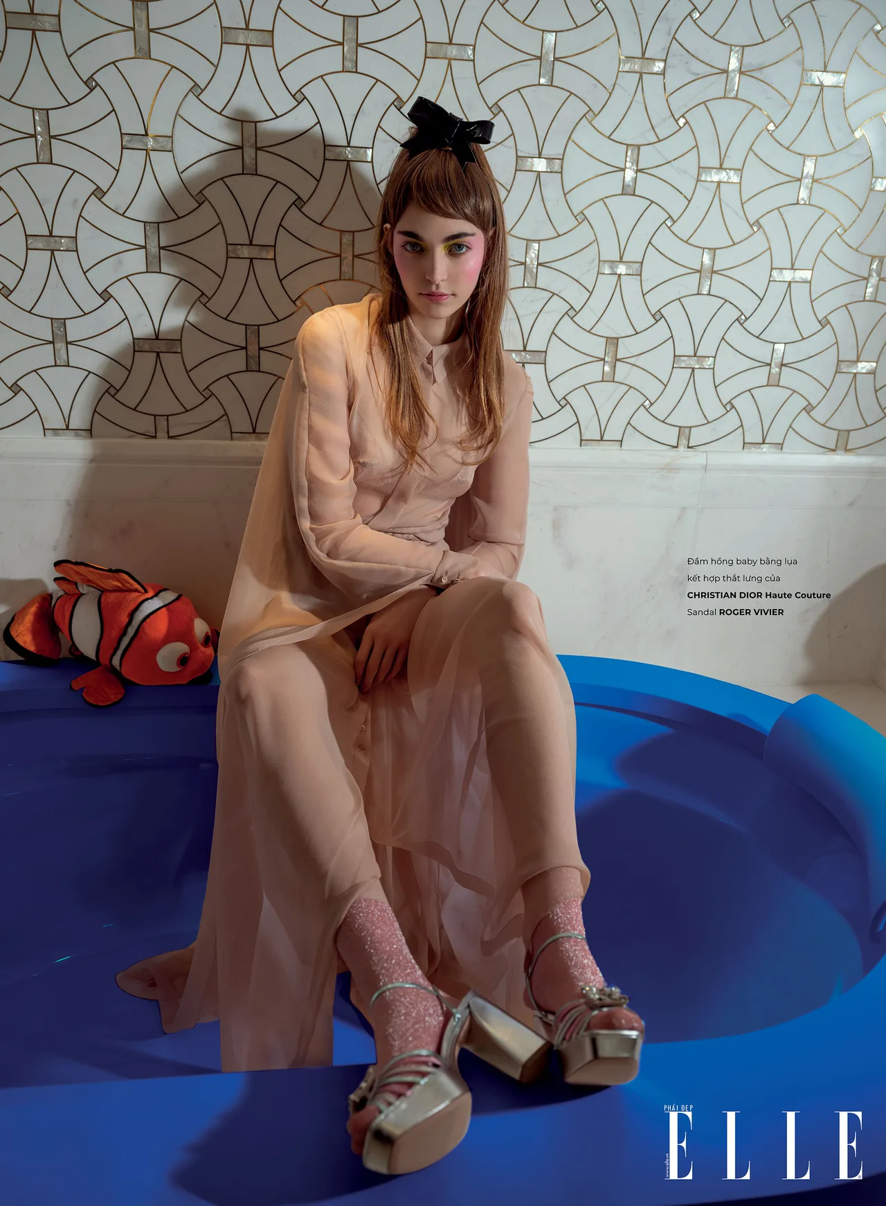 haute couture đầm lụa hồng nhạt haute couture đầm lụa hồng nhạt