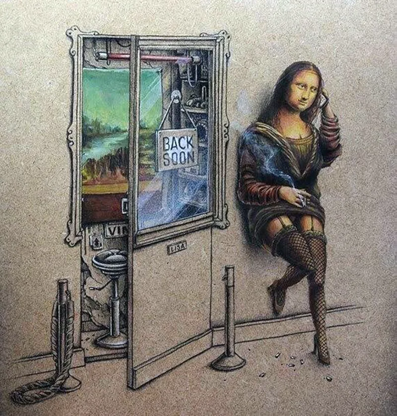 Trong giờ nghỉ của Mona Lisa (Ảnh: Pez - French Artist)
