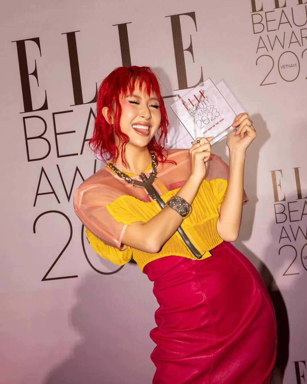 quỳnh anh shyn thắng giải best hair tại Elle Beauty Awards 2023