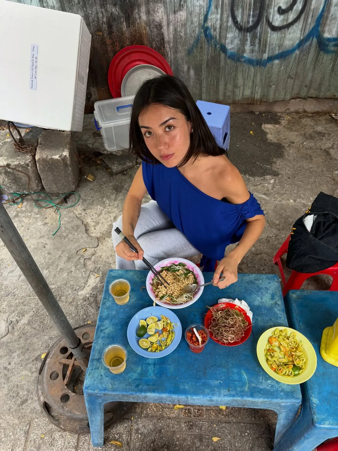 Áo kiểu xanh cerulean